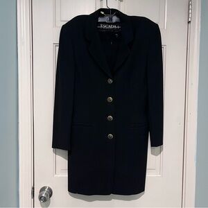Escada NWT Black Wool Skirt Suit Set | Long Blazer & Pleated Skirt | EU 36